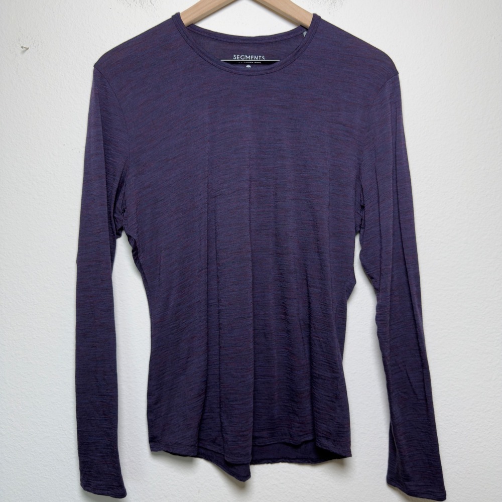Segments Women 100% Merino Wool Long Sleeve Top Medium Purple Melange Base Layer